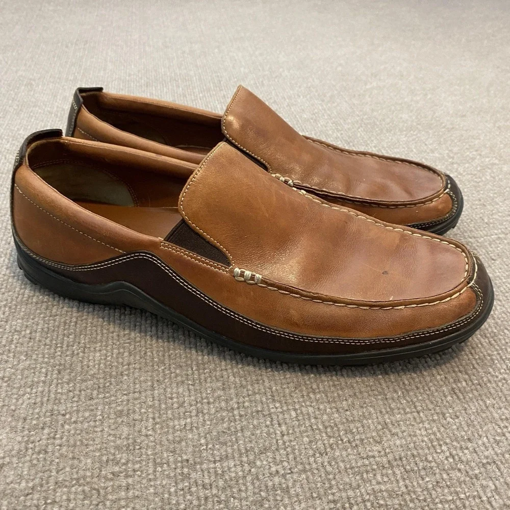 Cole Haan Shoes Mens Size 13 Brown Leather Slip On Casual Loafers Vibram C03559